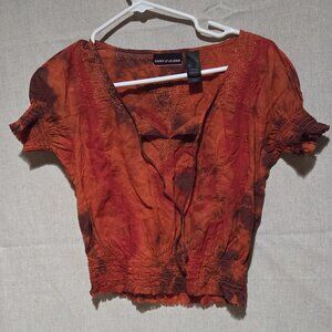 Vintage burnt orange and brown DKNY Jeans top